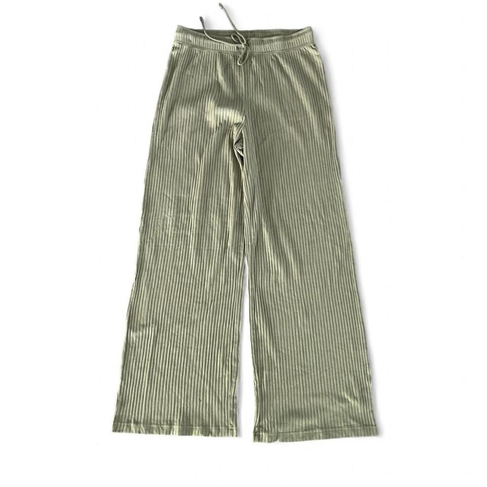 American Eagle Ribbed Wide Leg Pants NWT Small Olive Green High Rise